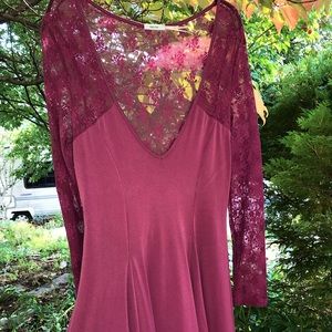 Lace backed plunging neckline cocktail dress